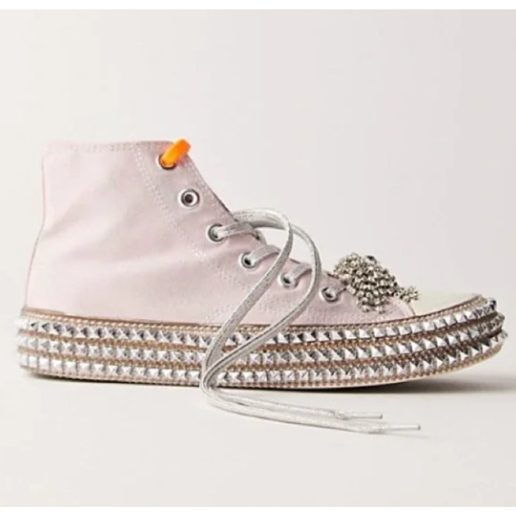 Free People Nan-Ku Couture Cruise Studded High Top Sneaker 38/ 7.5 Mellow Mauve - Picture 2 of 12